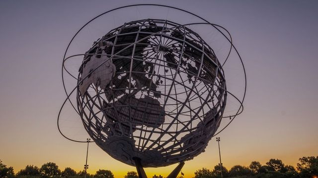 The Unisphere, the stainless steel globe in Flushing Meadows Corona Park, Queens, New York